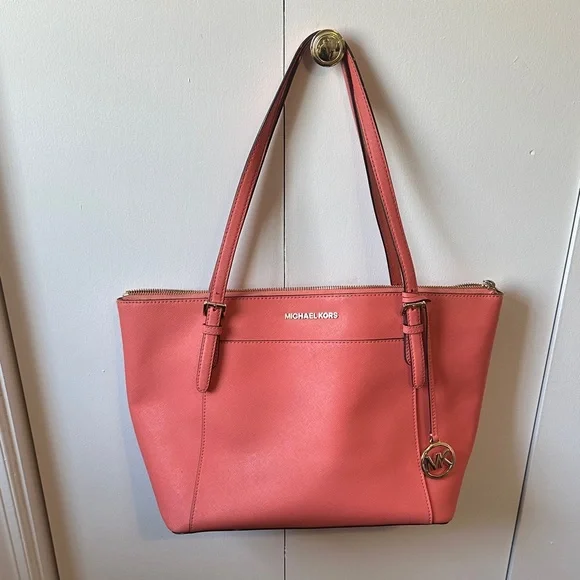 Michael Kors Pre Loved Coral Tote - Picture 1 of 9